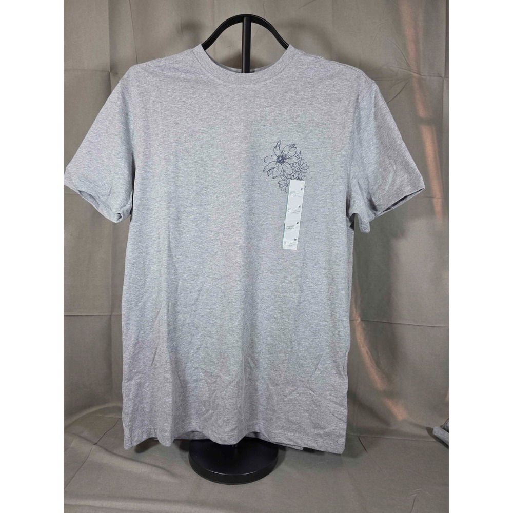 Goodfellow & Co. Shirt Mens M Grey Flowers Graphic Tee Standard Fit